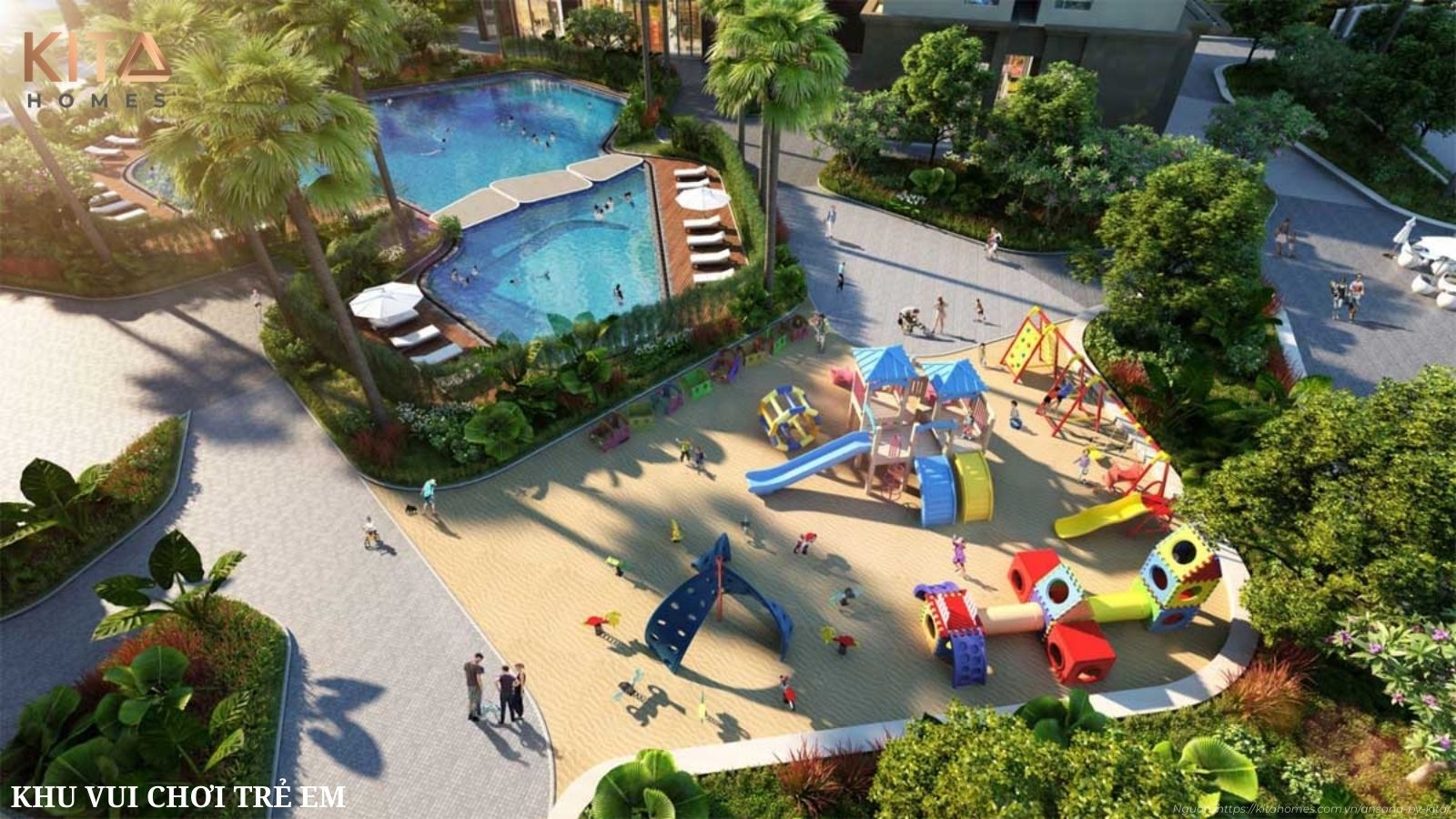 Sân chơi vận động ngoài trời kích thích sự phát triển thể chất cho trẻ tại Ansana