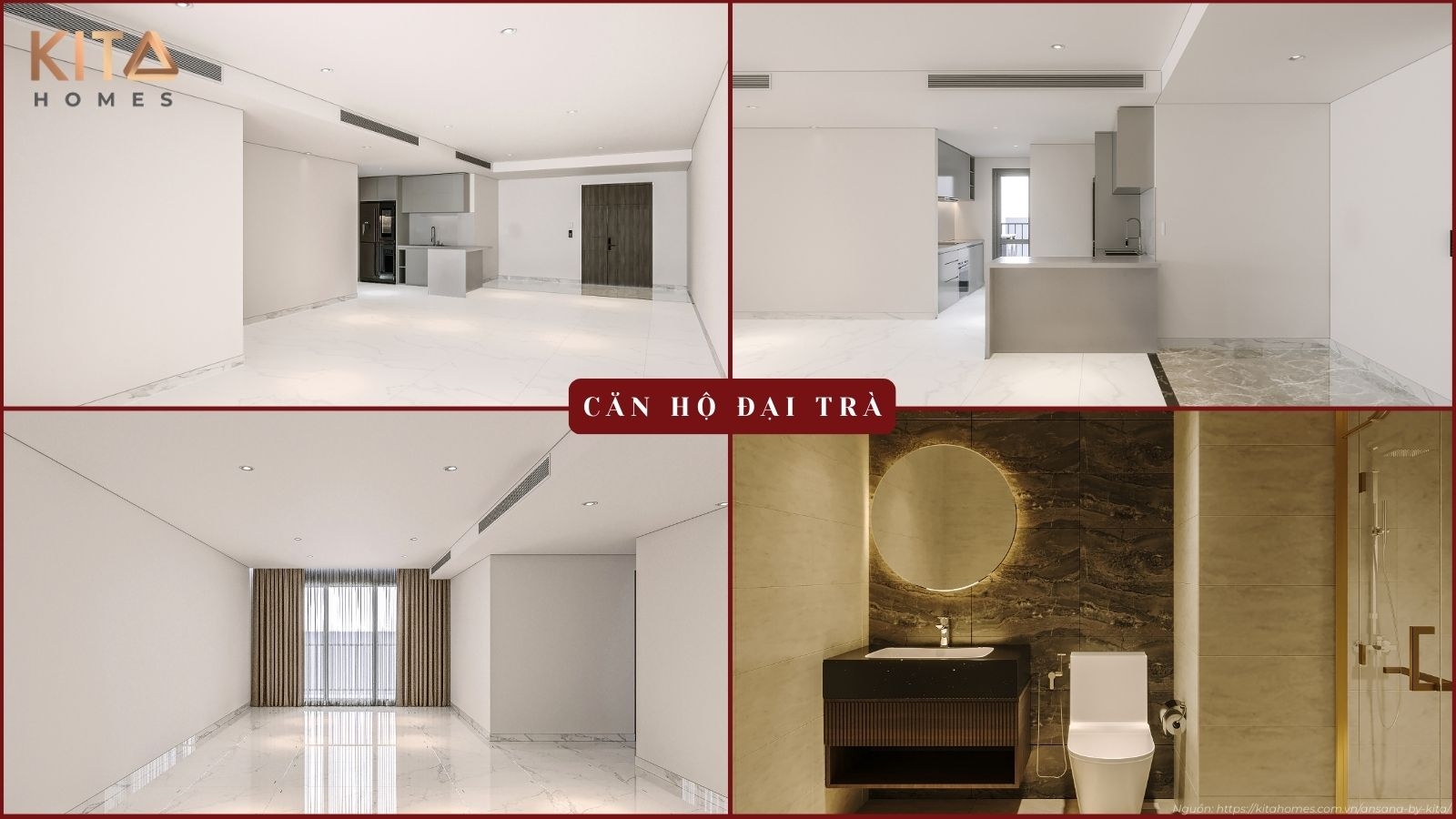 Góc nhìn từ bàn ăn ra phòng khách nhà mẫu Ansana by Kita ấm cúng