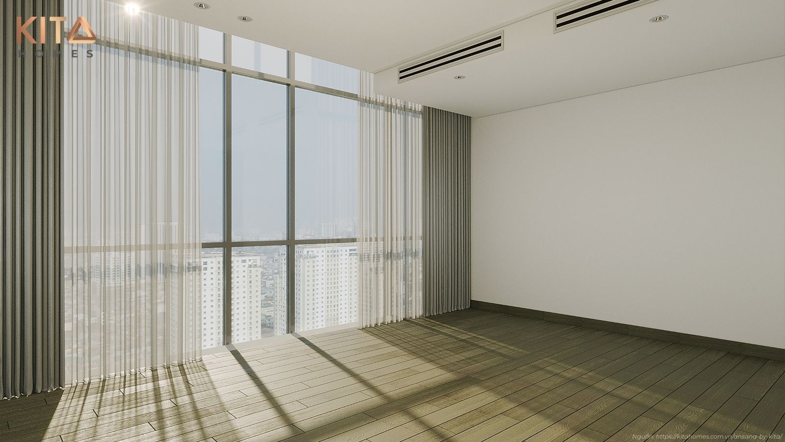 Phòng tắm view panorama thư giãn tại Penthouse Ansana by Kita