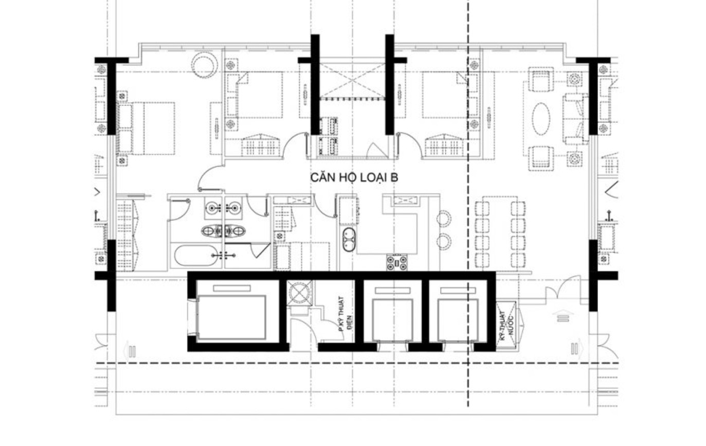 Ansana By Kita Chi tiết mặt bằng căn hộ khu vực gần thang máy căn hộ Ansana by Kita Võ Văn Kiệt