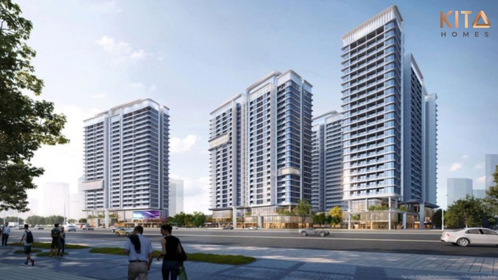 Phối cảnh tổng thể kiến trúc dự án căn hộ Ansana by Kita mặt tiền Võ Văn Kiệt, Quận Bình Tân, TP.HCM