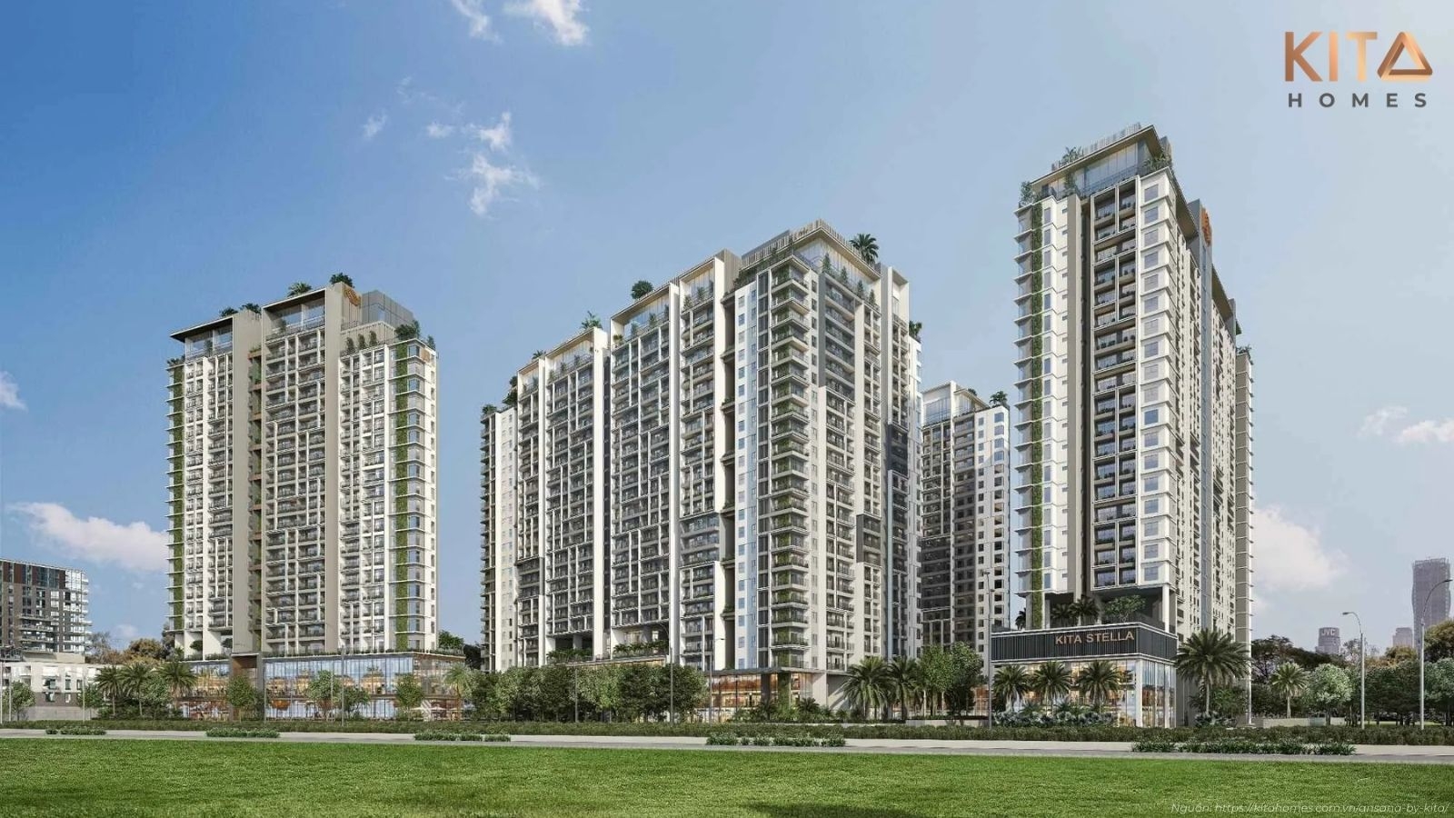 Phối cảnh tổng thể kiến trúc dự án căn hộ Ansana by Kita mặt tiền Võ Văn Kiệt, Quận Bình Tân, TP.HCM