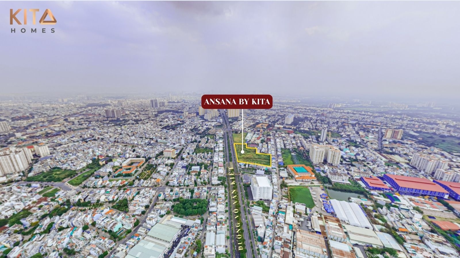 Bản đồ vị trí chiến lược dự án Ansana by Kita trên trục đại lộ Võ Văn Kiệt