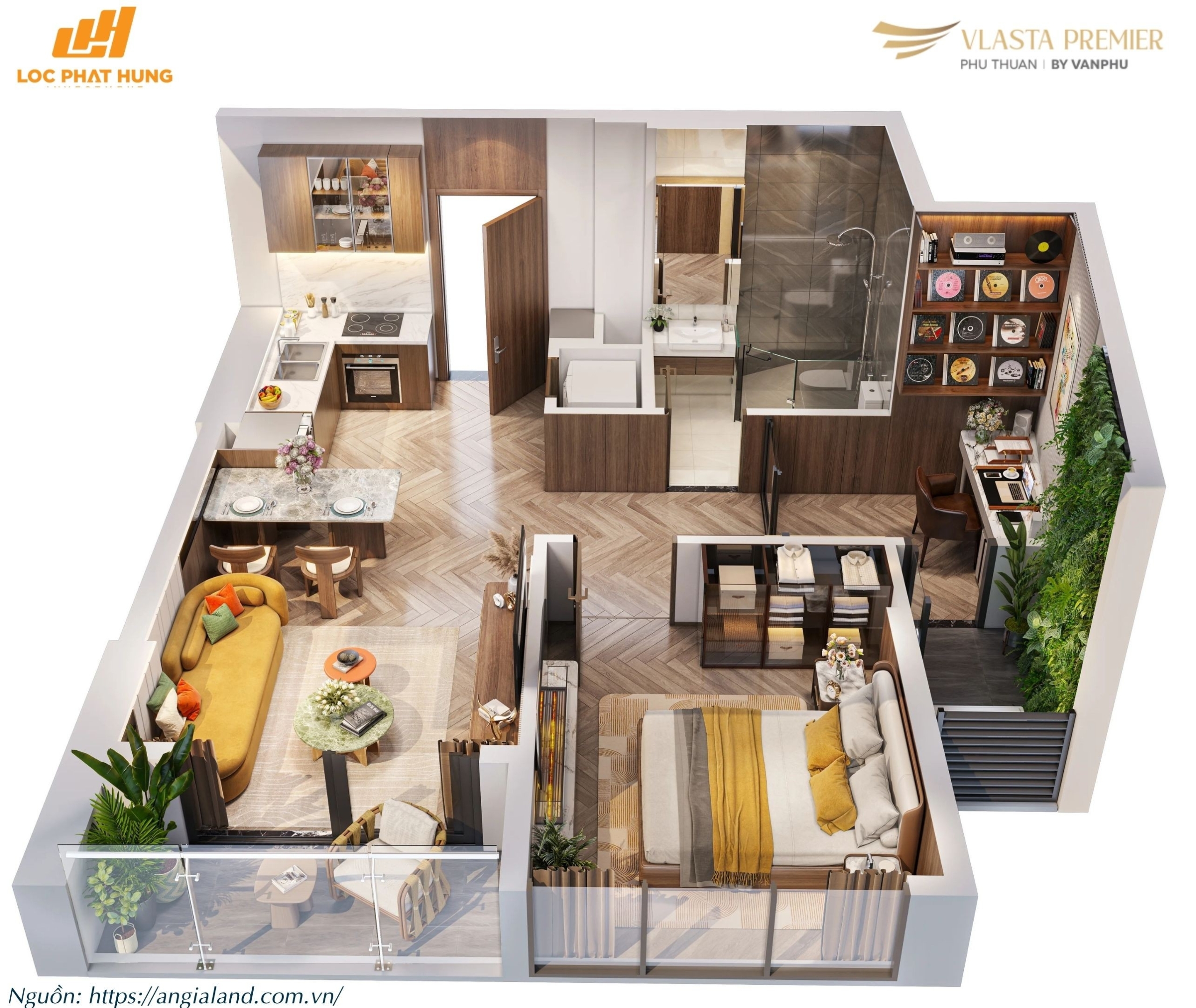 Thiết kế layout căn hộ điển hình Tháp A dự án Vlasta Premier