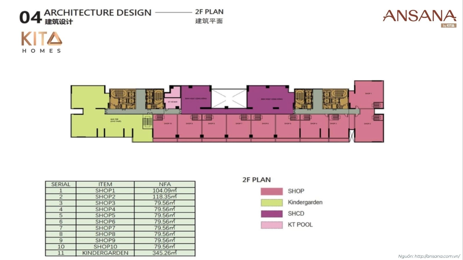 Sơ đồ mặt bằng bố trí tầng 2 dự án căn hộ Ansana By Kita